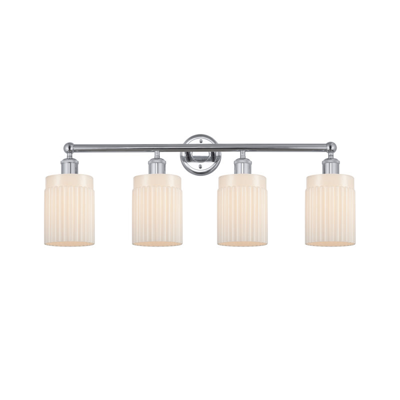 Éclairage pour meuble-lavabo à 4 lumières à intensité variable Kamena, Blanc mat, Chrome poli