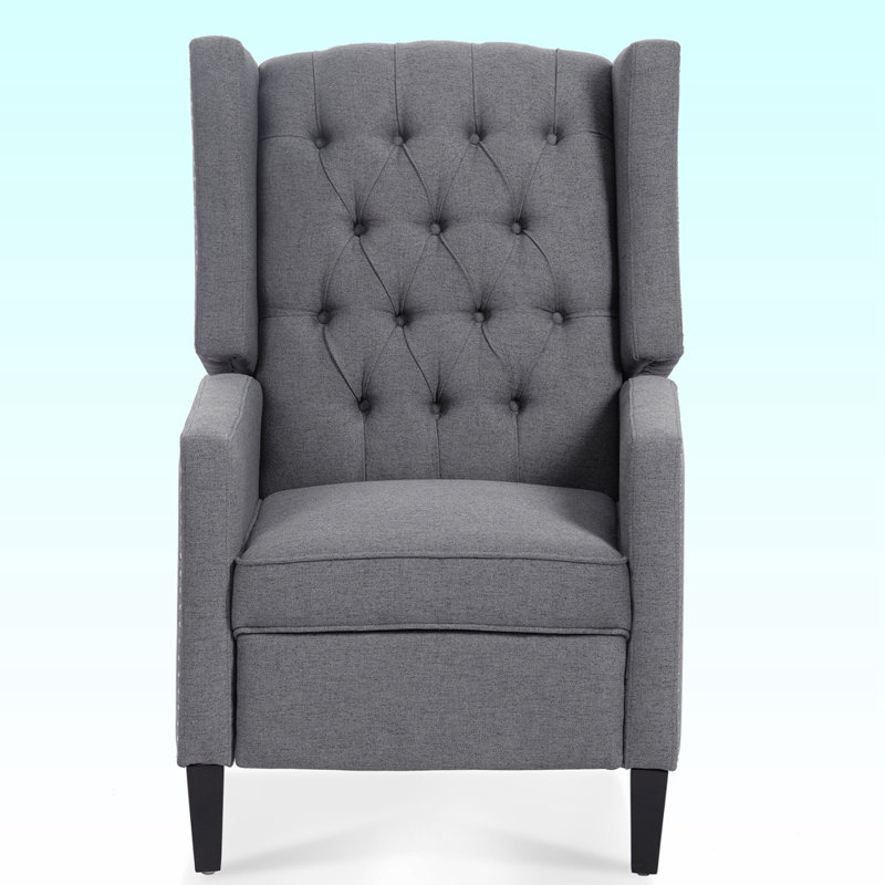 Margheoala Modern Manual Wing Chair Recliner Wide Wing Chair, High Deep Pull Chair, Sitting Chair, Gray Fabric Duplicate 2