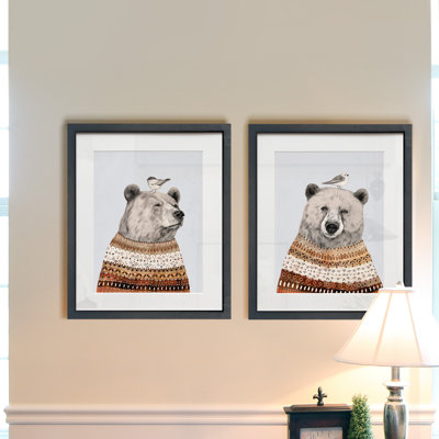 " Fair Isle Bear I " 2 - Pieces Painting Print