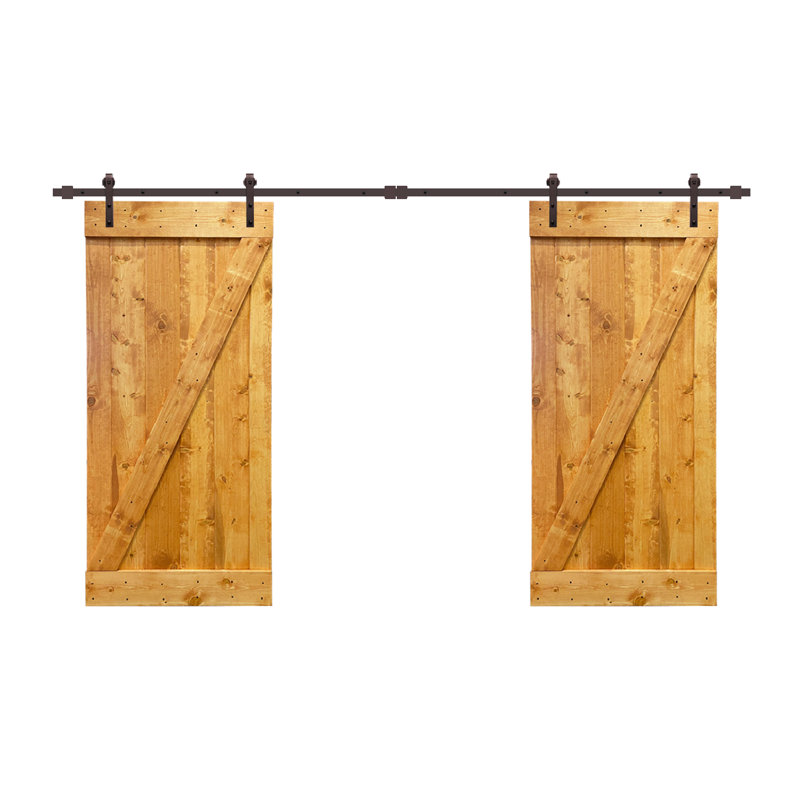 Porte de grange à panneaux et en métal avec trousse de quincaillerie d'installation, 30 po x 84 po, Érable colonial
