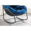 Fauteuil à bascule avec coussin bleu marine, structure en acier et siège rembourré pour une utilisation à l'extérieur -