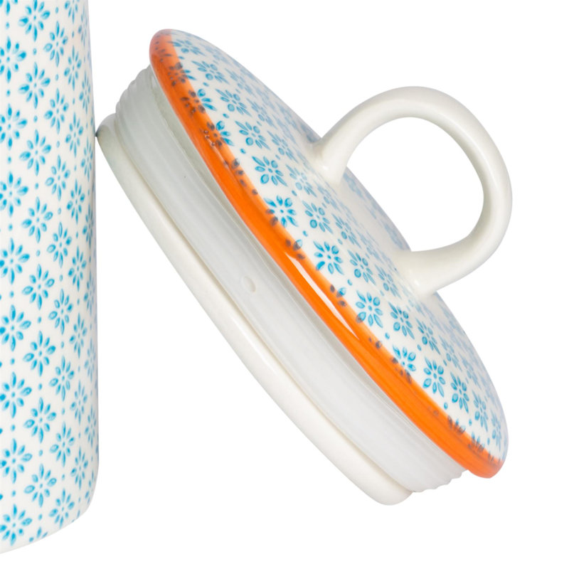 Nicola Spring Hand-Printed Kitchen Canisters - 15.5cm - 3 Colours - Pack of 3