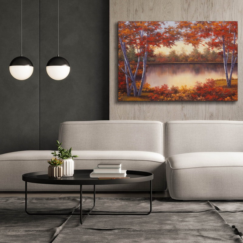 «Red and Gold» par Diane Romanello, art mural sur toile, H 40 po x l 60 po x P 1,5 po
