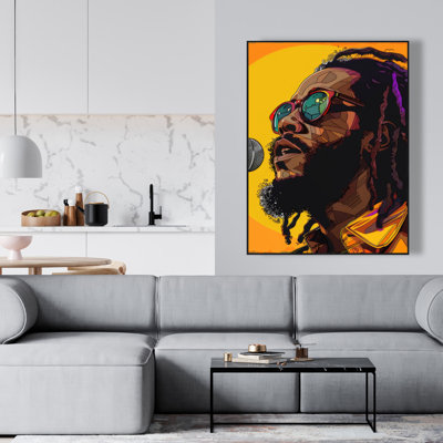 Sing - art encadré jaune pour la décoration intérieure | Art mural