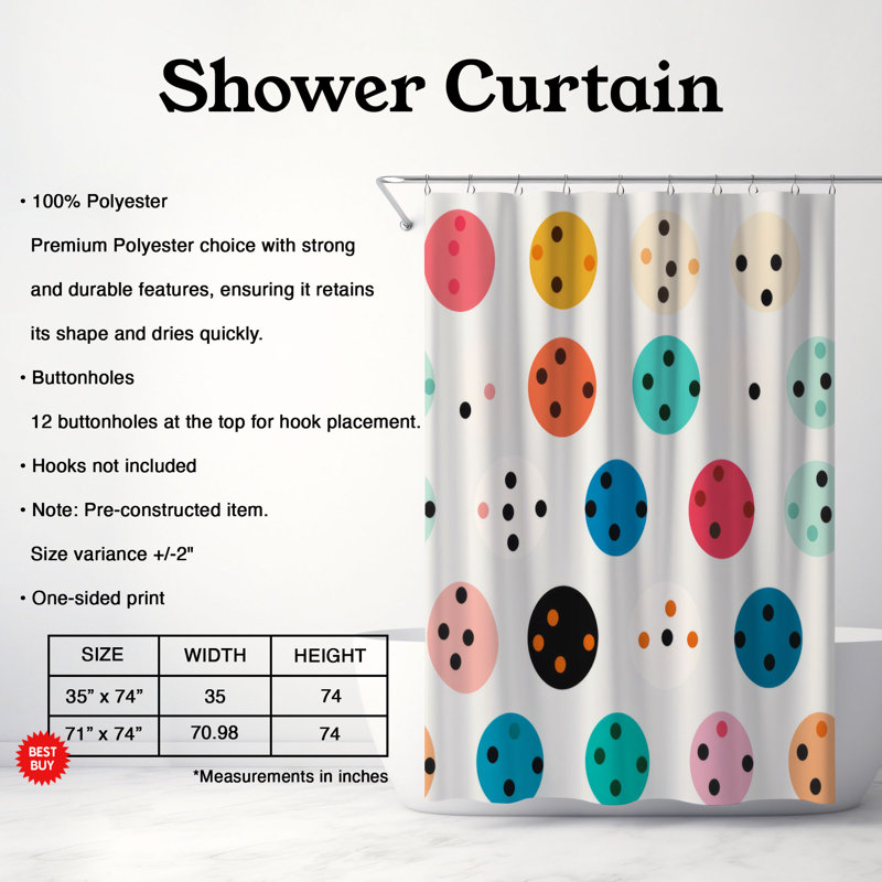 Spot Motif - Rideau de douche Premium, H 74 po x l 71 po