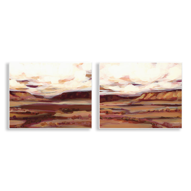 Mauve Mesa, paysage abstrait, ensemble de 2 plaques murales par Haley Knighten