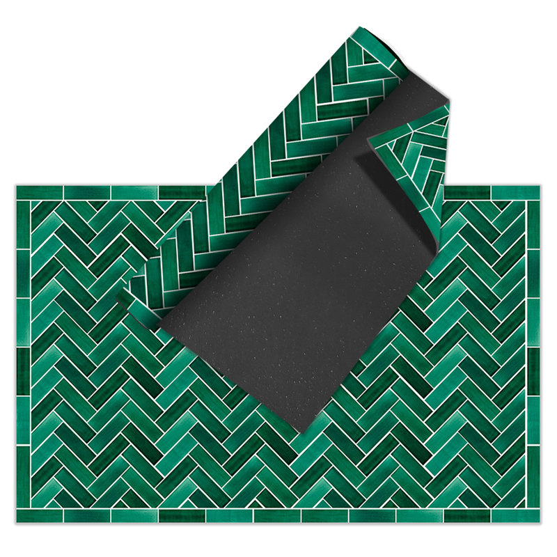 Rhuary Geometric Vinyl Machine Printed Area Rug, Rectangle 160 x 230cm