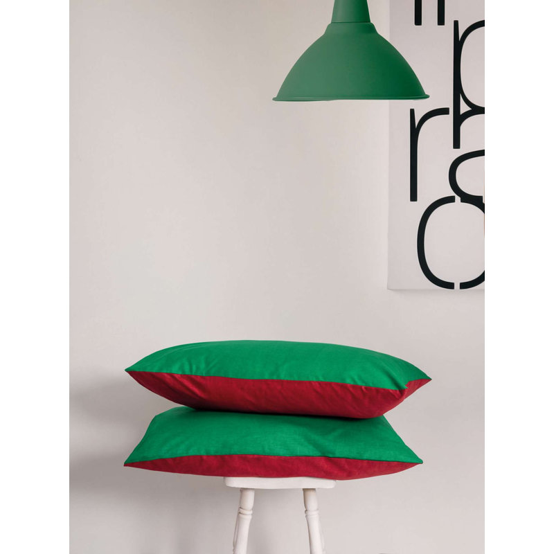 100% Cotton Ranforce Single Quilt Cover Set, Green & Red | Includes 63 x 87 Duvet Cover, 39 x 79 Fitted Sheet + 1 Pillowcase (20 x 28) | Machine Washable, Reactive Printing, Button Closure Design for Easy Use