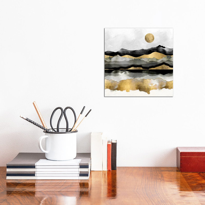 Golden Spring Moon - impression d'art graphique, Toile tendue, Aucun mat, H 12 po x l 12 po x P 0,75 po