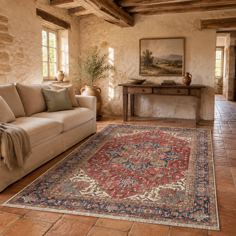 Oriental Flatweave Area Rug, 200 cm round