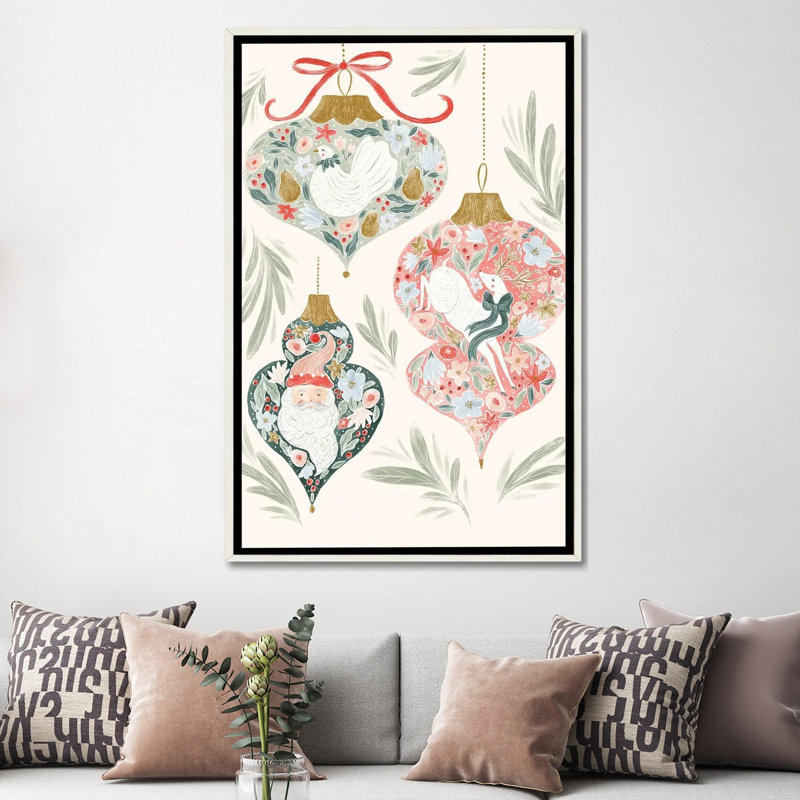 Ornements multicolores - reproduction d'art murale - toile encadrée, H 60 po x l 40 po, Blanc patiné