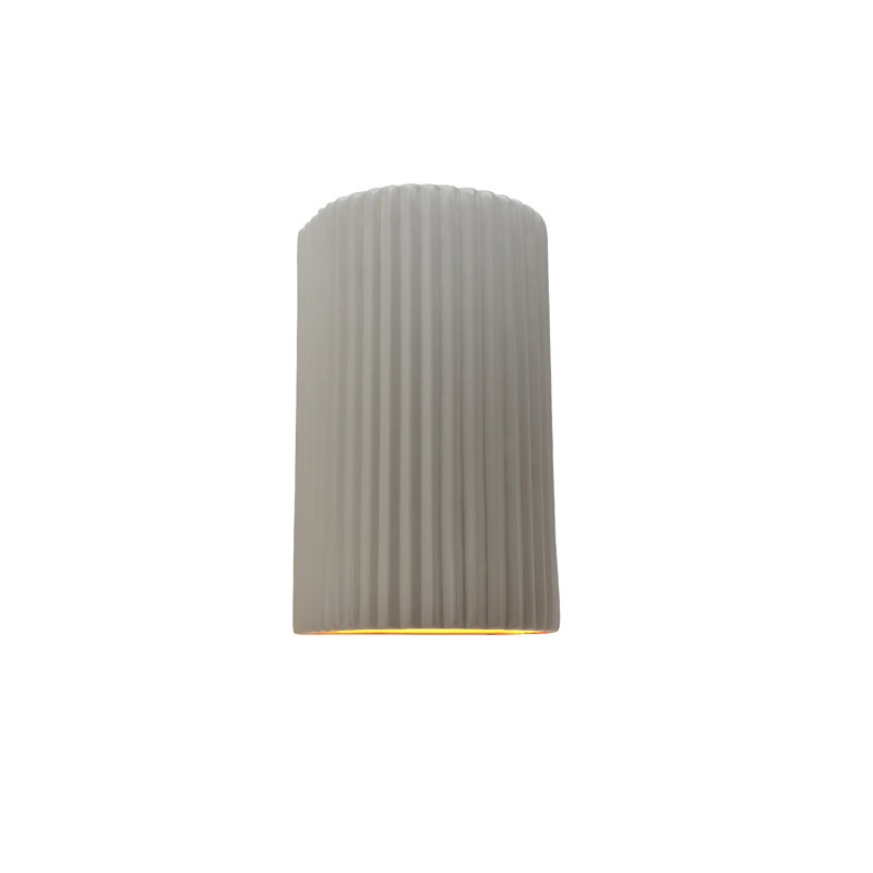 Applique murale en céramique Beda, H 9,5 po x l 5,75 po x P 4 po, Blanc mat / or champagne