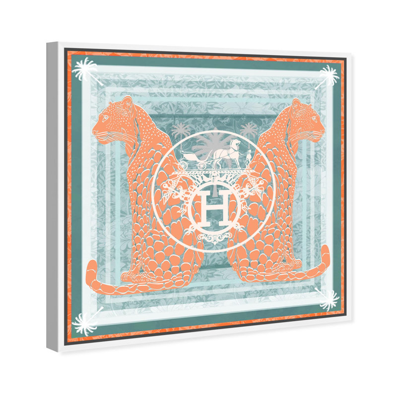 Casablanca to Paris Peach Print Glam Jungle by Oliver Gal, Black Frame, 12 x 12, 13"H x 13"W, White Frame