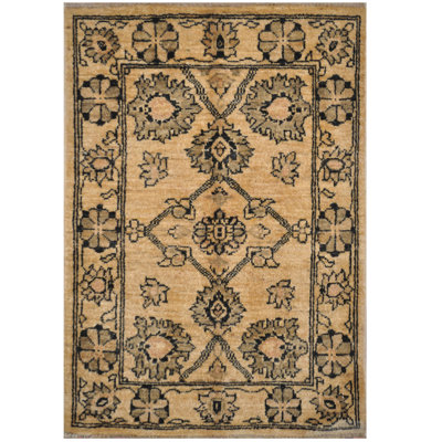 Tapis unique en laine noué à la main Kazak ivoire / gris 2 pi x 3 pi Luice