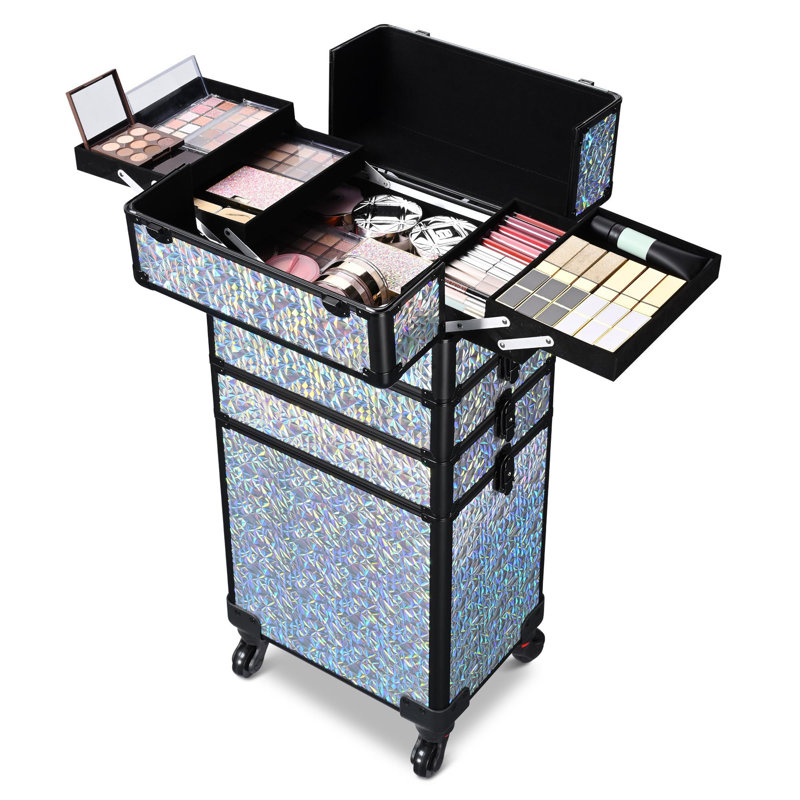 Organisateur de maquillage en aluminium, Argent sirène