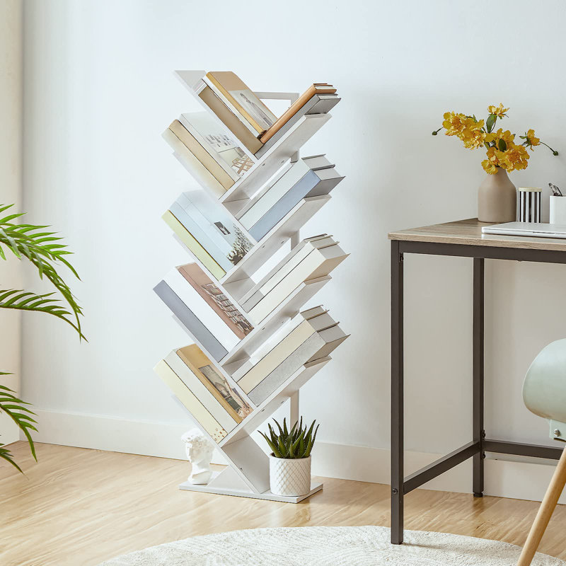 116Cm H x 34Cm W Geometric Bookcase, White