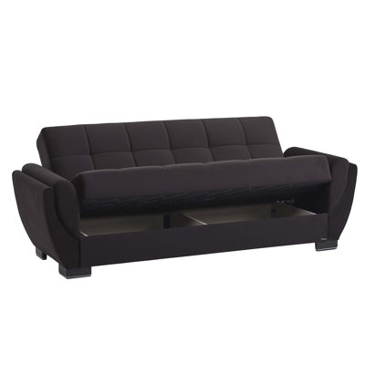 Oliveras 87 in. Fabric Upholstered 3-Seater Twin 3-in-1 Sleeper Sofa Bed with Storage by Orren Ellis