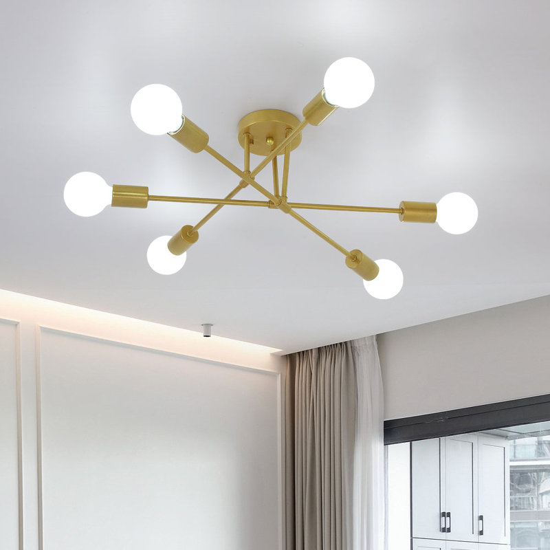 Neppie 6-Lights 60cm Sputnik Semi Flush Mount, Copper