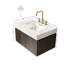 Meuble-lavabo avec comptoir en pierre frittée blanche, caisson suspendu en contreplaqué de 76 cm avec tiroir et porte, lavabo en céramique, 3 trous pré-percés pour robinetterie, assemblé, dessus de lavabo haute résistance, espace de rangement.-2083235165-2083235167
