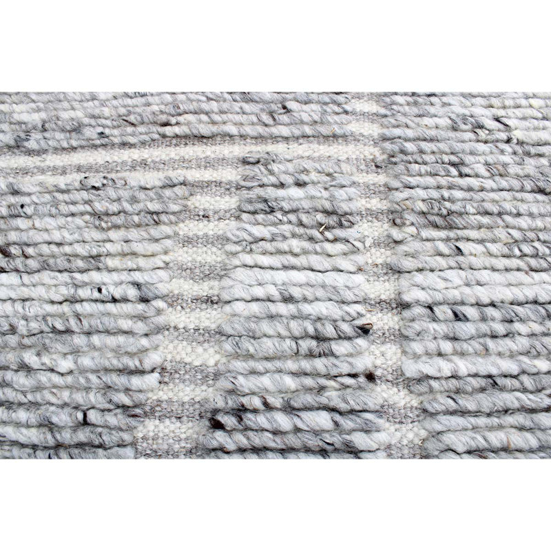Tapis gris clair / gris foncé de haute qualité noué à la main, Rectangle 6 pi x 9 pi