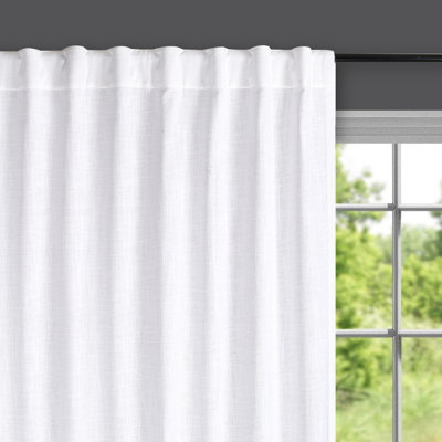 Khadi Textured White Cotton Curtains, Window Drapes, 2 Pack
