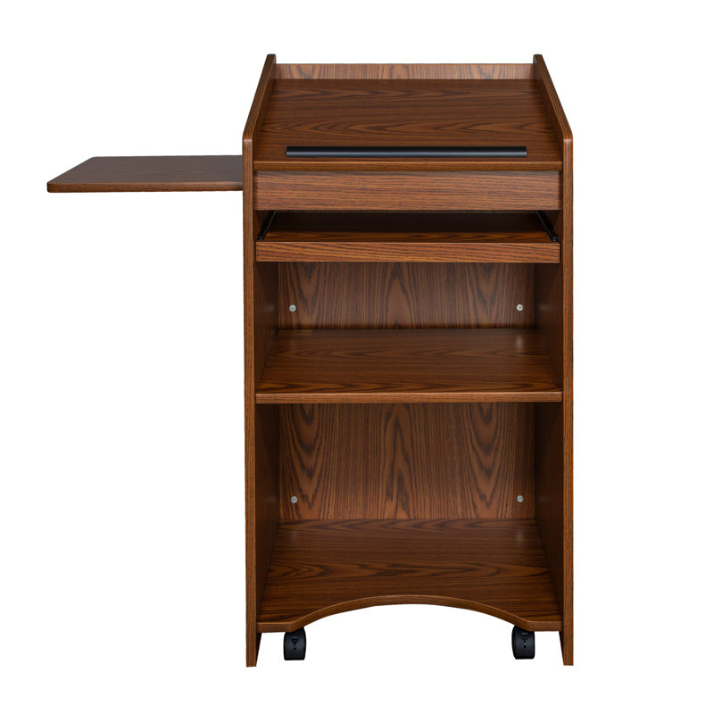 Richmond Deluxe Lectern Cart, Medium Oak, Red Wood