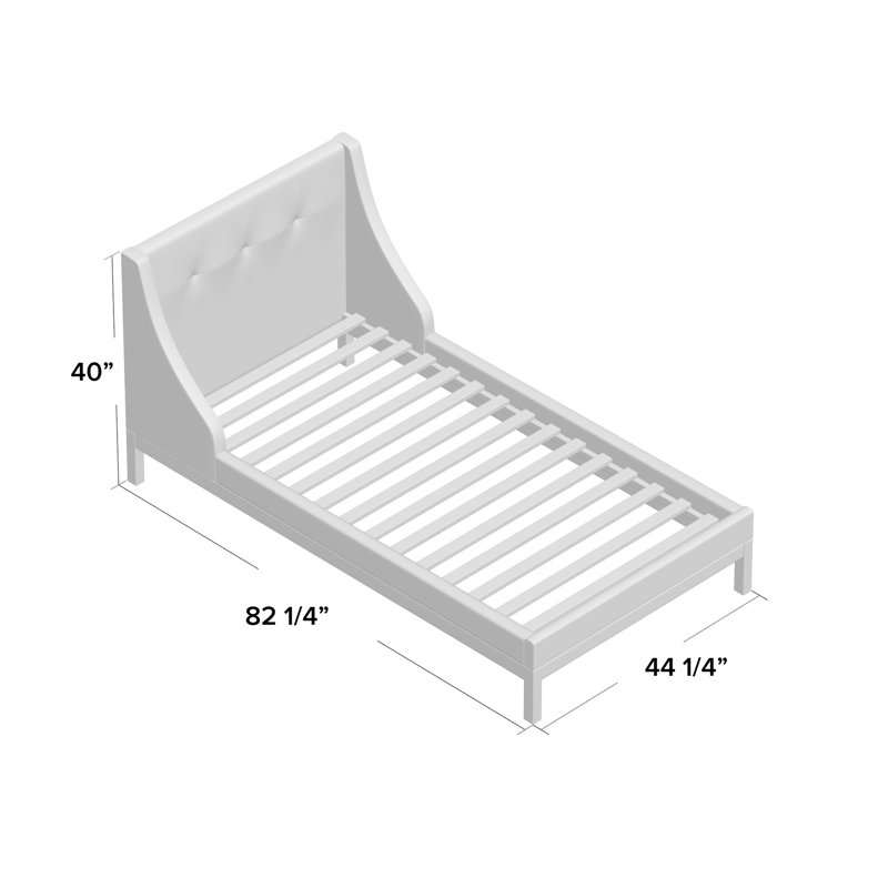 Aveza Upholstered Platform Bed, Beige, Twin