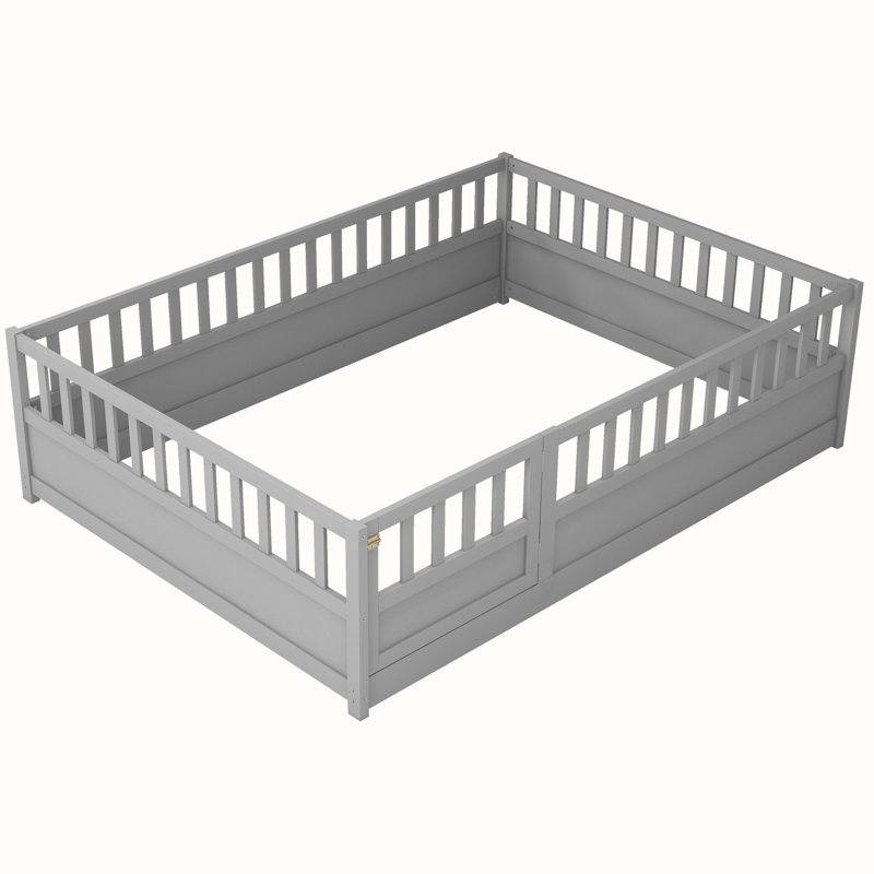 Etian Floor bed, integral construction with super high security barrier, door, children's floor bed frame, Montessori children's floor bed