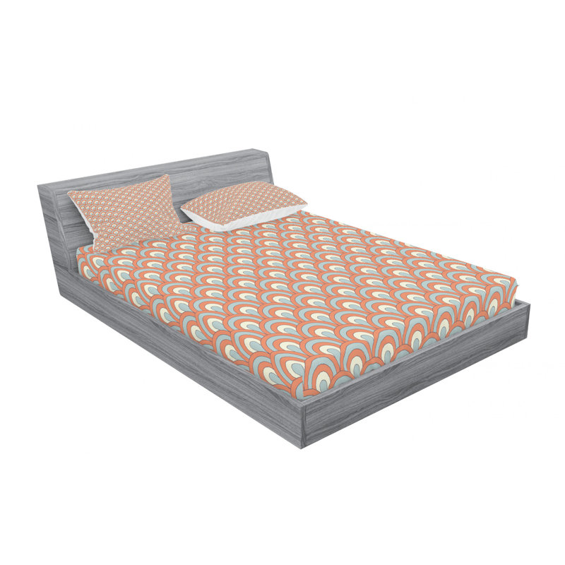Microfiber Abstract Sheet Set, Queen Sheet Set with Fitted Sheet
