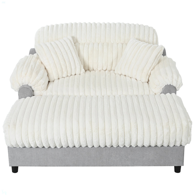 Canapé-lit moderne avec méridienne 65,25 po Cloud, Beige