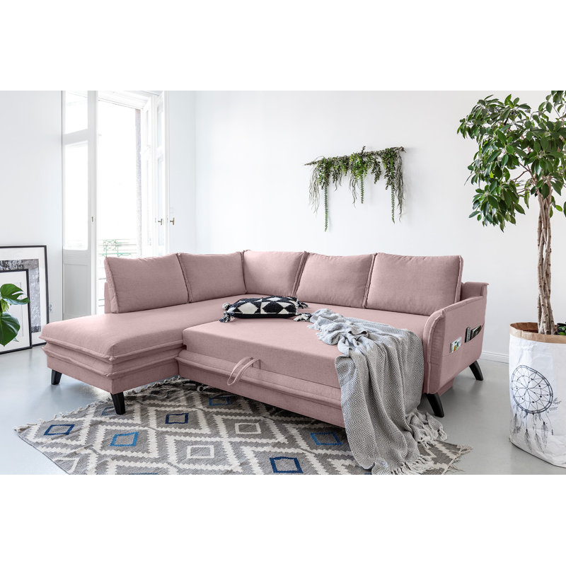 Charming Charlie Corner Sofa, Powder Rose, Left Hand Facing