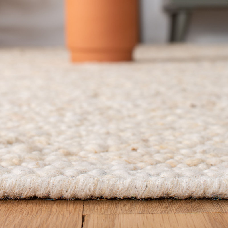 Manon Natura Hand Woven Wool/Cotton Solid Color Rug in Ivory, Runner 2'3" x 7'