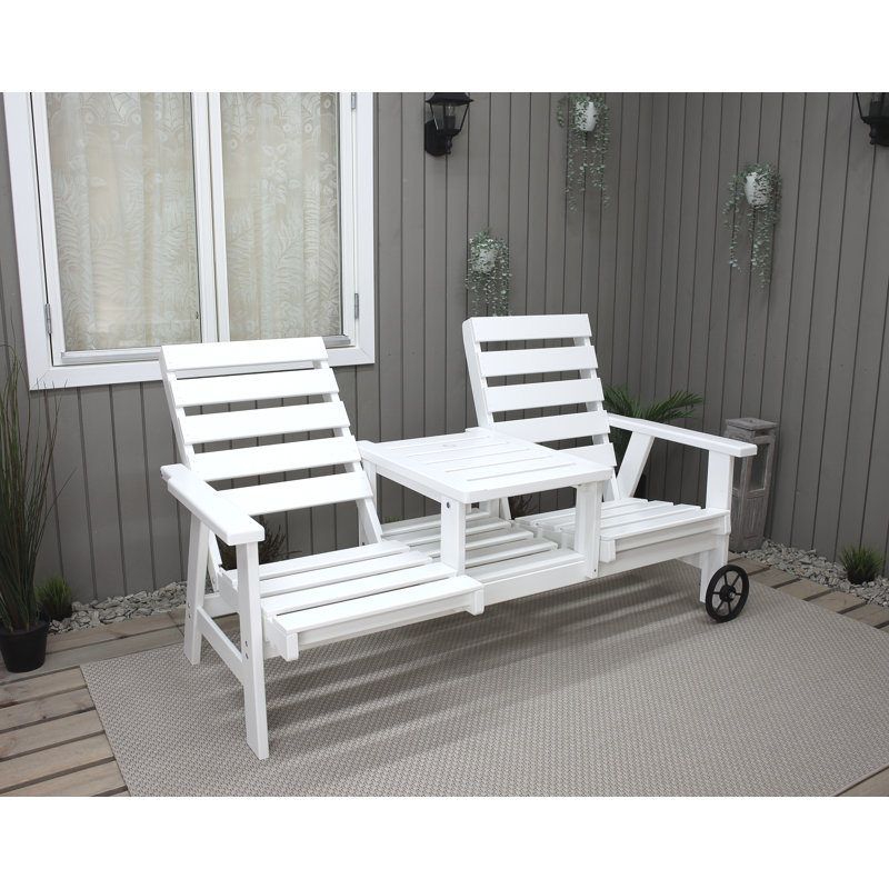 Martyna Solid Wood Pine Outdoor Bench, White