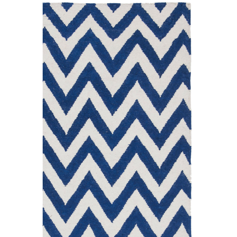 Tapis ivoire / bleu tissé à la main Emek, Tapis de couloir 2 pi 6 po x 12 pi