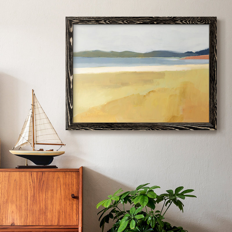 Ochre bord de mer II - Toile tendue avec châssis rustique, Noir, H 28 po x l 42 po x P 1,5 po