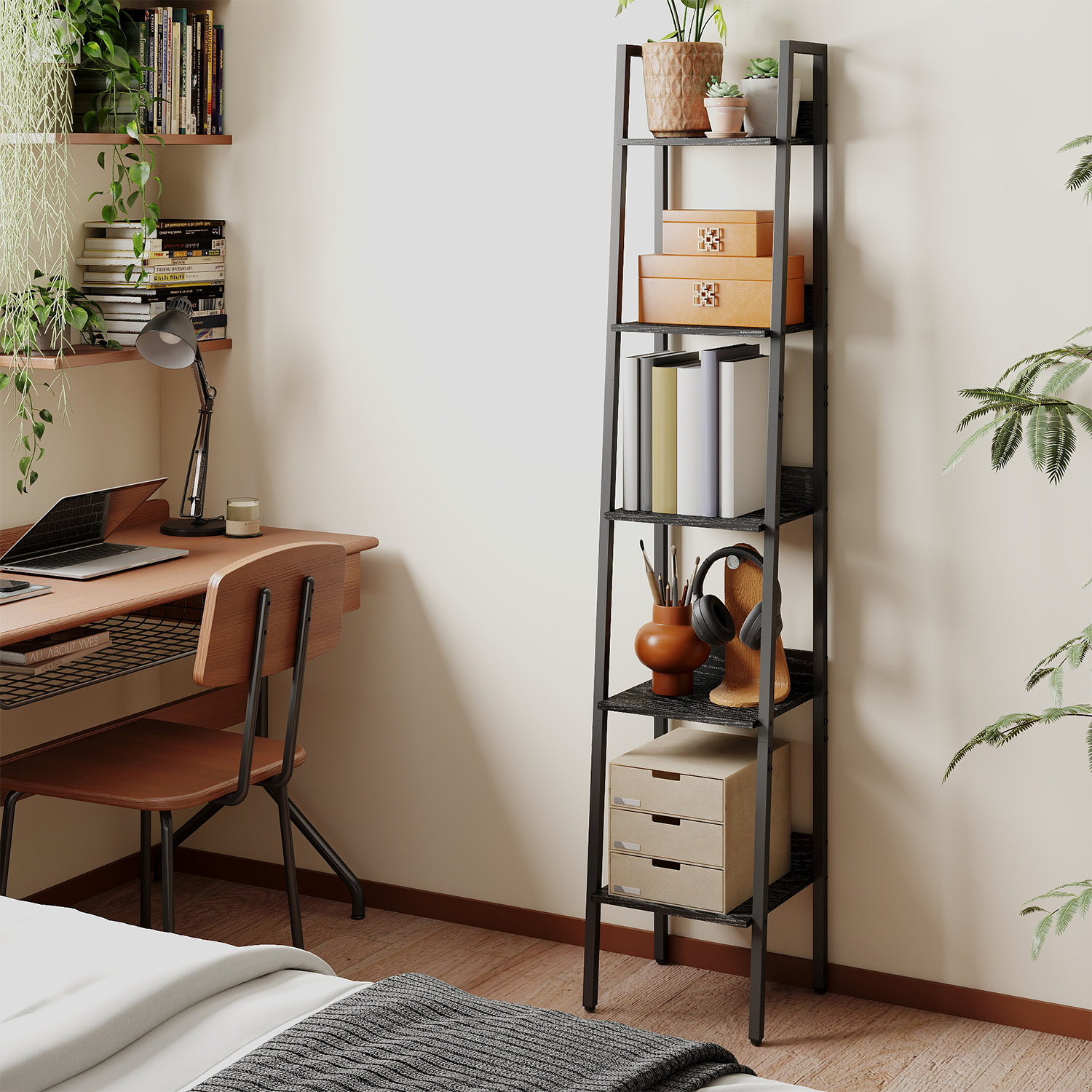 17 Stories Maurus Steel Ladder Bookcase, Bookself for Home Office & Reviews | Wayfair