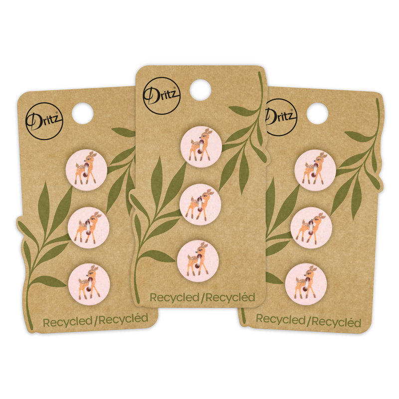 Bouton cerf en coton recyclé Dritz, 15 mm, rose clair, 9 boutons