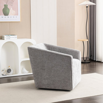 360° Swivel Upholstered Armchair In Gray With Comfortable Chenille - Provide A Stylish Study Room Chair