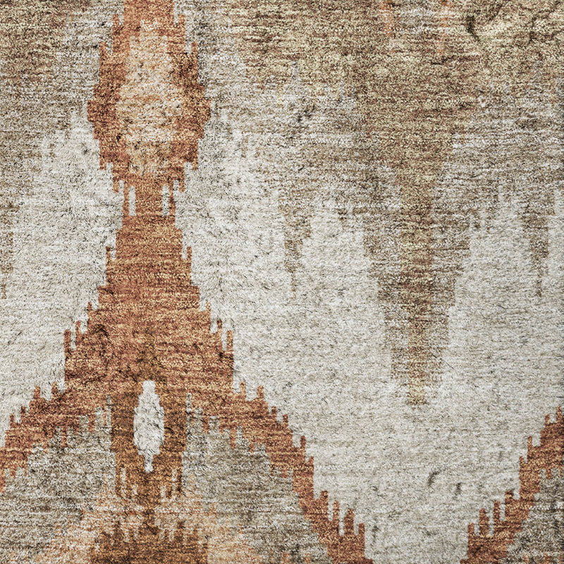 Tapis Dream Shag ADS743 Ikat lavable à la machine de qualité supérieure, Paprika, 8' x 10'