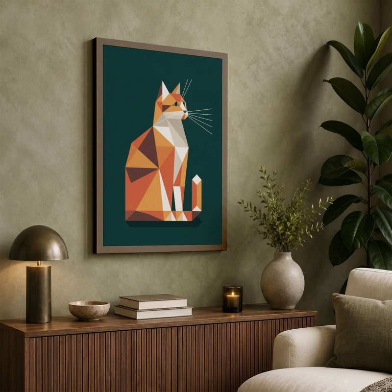 Fox Geometric - Print, 30x20 - 76.2 x 50.8 cm, Black Border