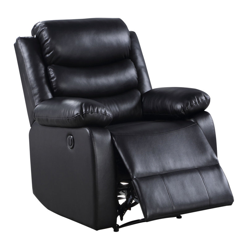 Black Power Recliner With Pillow Top Arms, Black