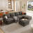 Modern Large Sectional Sofa, U-Shape Modular Sectional Couch With Storage Function-723281982