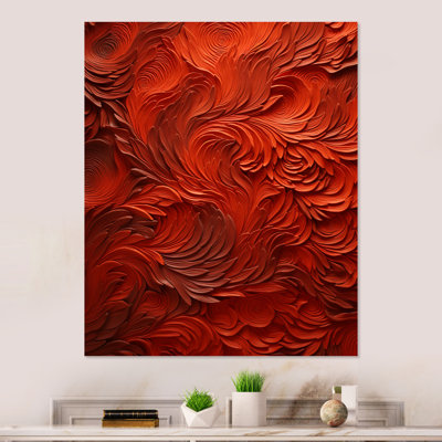 Volcanic Red Fusion Vector 2 - tachisme, art mural en métal