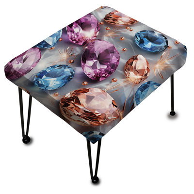 Pink And Blue Crystal Glamour Brilliance - Glam Rectangle Ottoman