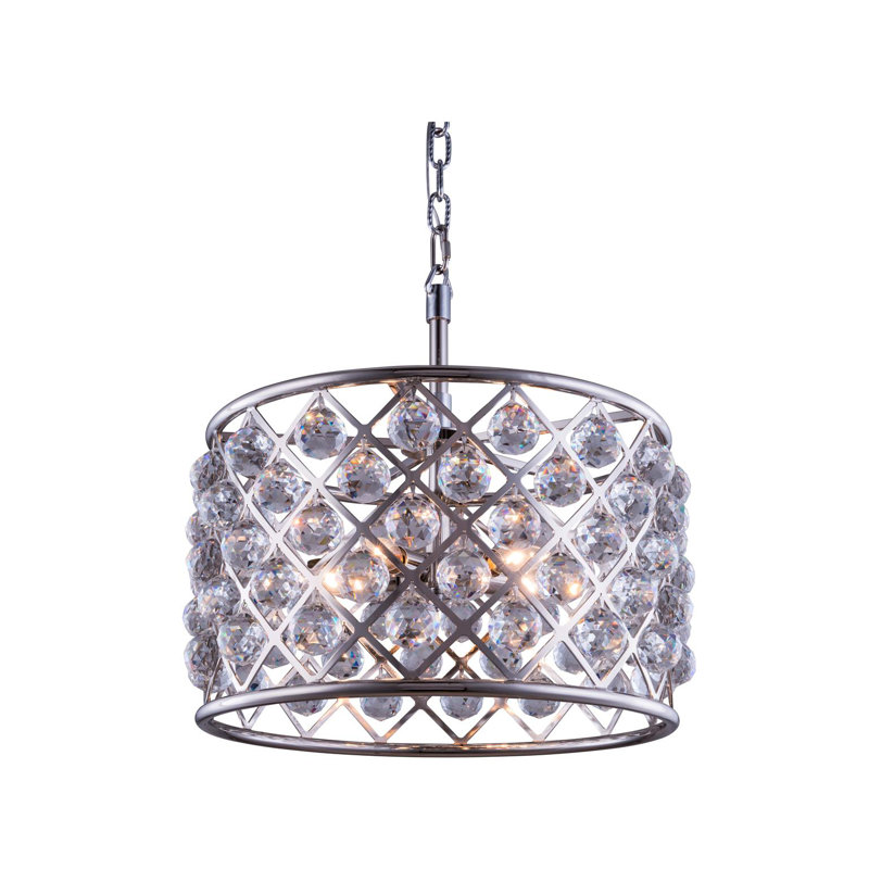Swinney 6 - Light Dimmable Drum Chandelier, Crystal (Clear), Polished Nickel