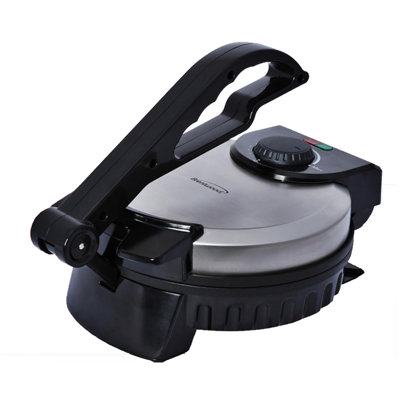 Brentwood 8 in. Die Cast Aluminium Non Stick Tortilla Press or Roti Maker Sandwich Maker & Panini Press with Lid