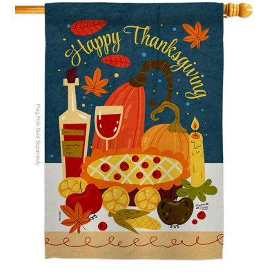 Double Sided 40'' H x 28'' W Polyester Thanksgiving House Flag