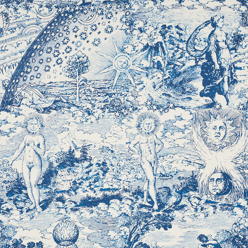 Schumacher x Johnson Hartig Modern Toile Fabric, Indigo