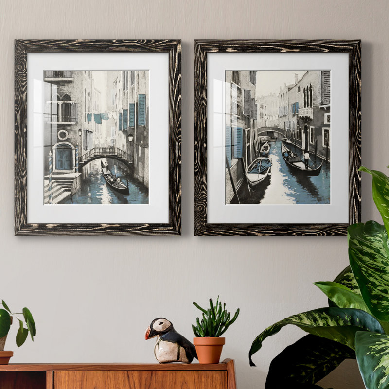Venise I - ensemble de 2 reproductions d'art, H 24 po x l 36 po x P 1,5 po, H 31,5 po x l 47 po x P 1,5 po, Blanc