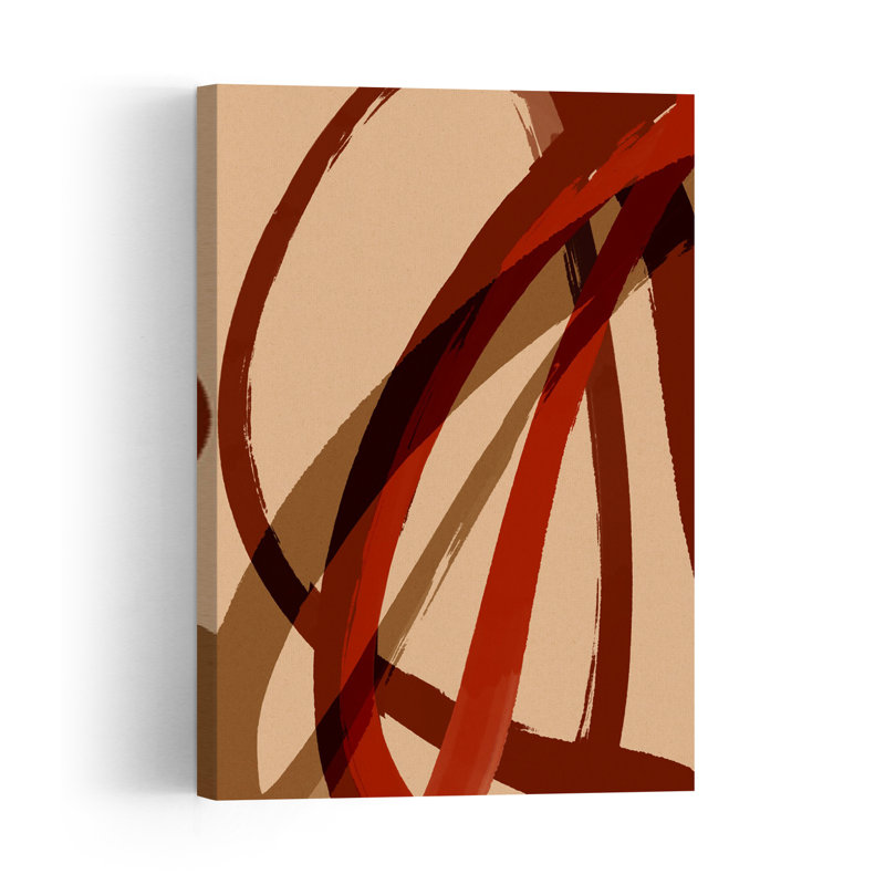Crimson Curves Abstract Bold Contemporary Wall Art Print, 91.44cm H x 60.96cm W